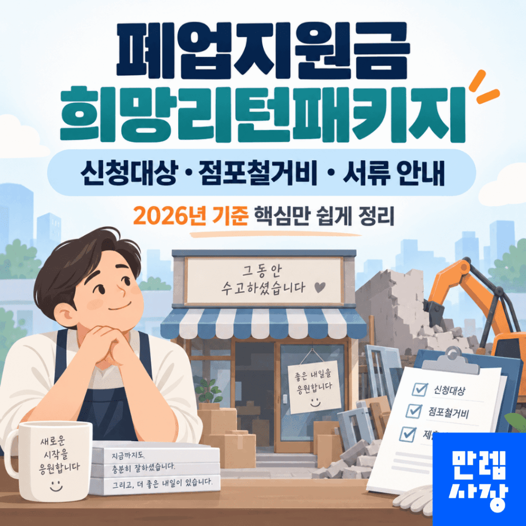 폐업지원금 희망리턴패키지 점포철거비 신청 안내