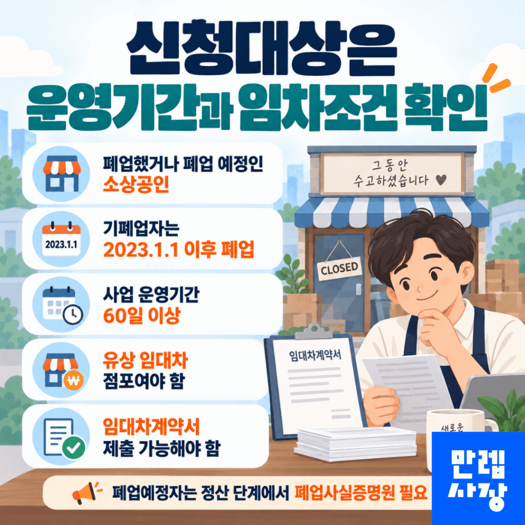 신청대상은 운영기간과 임차조건 확인