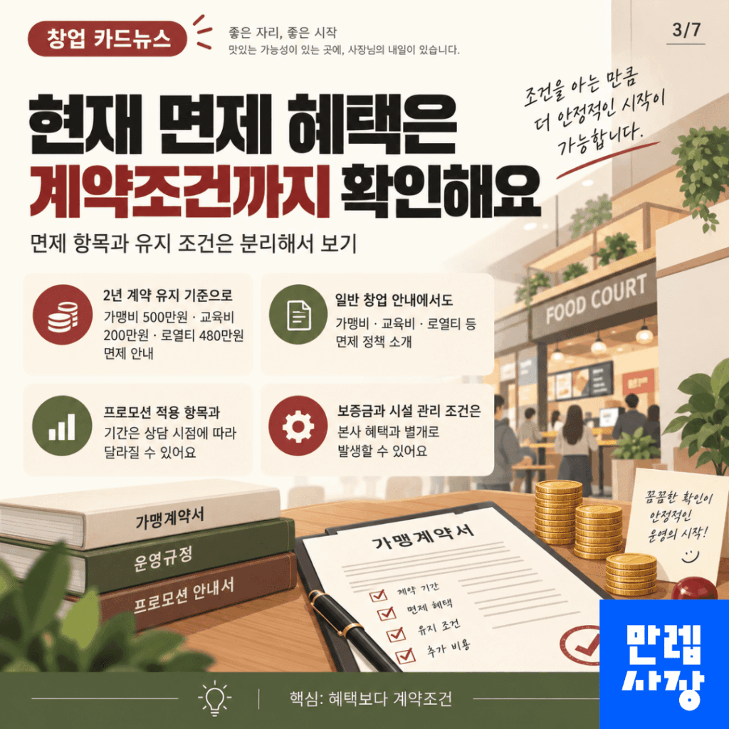 현재 면제 혜택은 유지조건을 확인해야 합니다