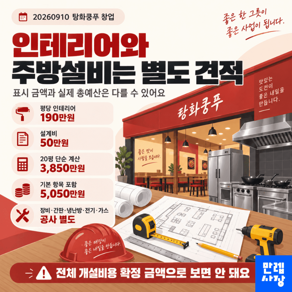 인테리어 단가와 별도 설비비