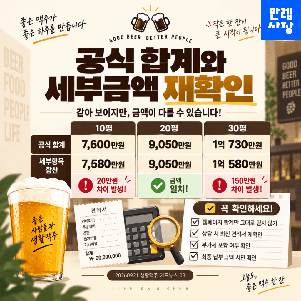 공식 합계와 세부금액은 계약 전 재확인