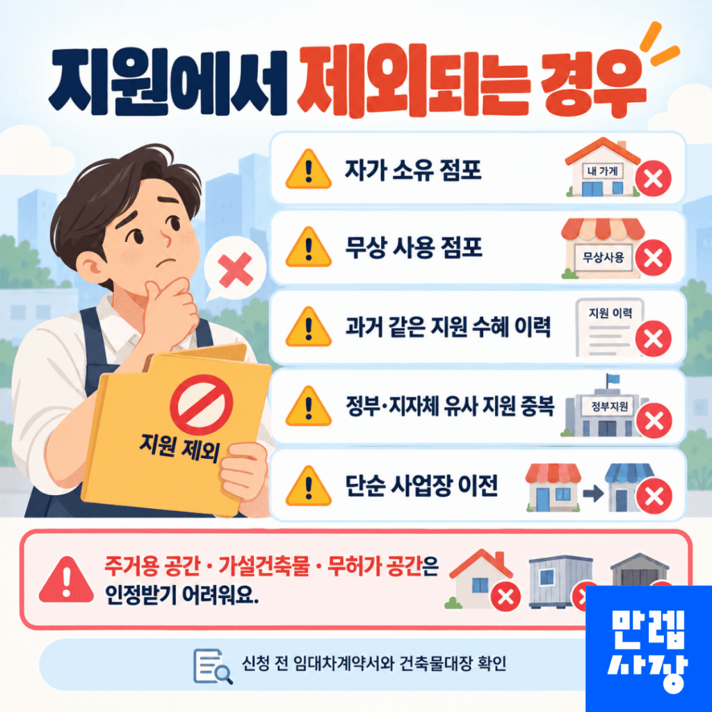 지원에서 제외되는 경우