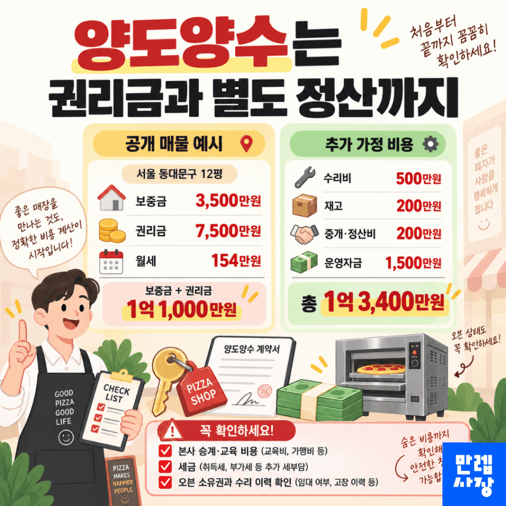 양도양수 제시가격과 추가 인수비