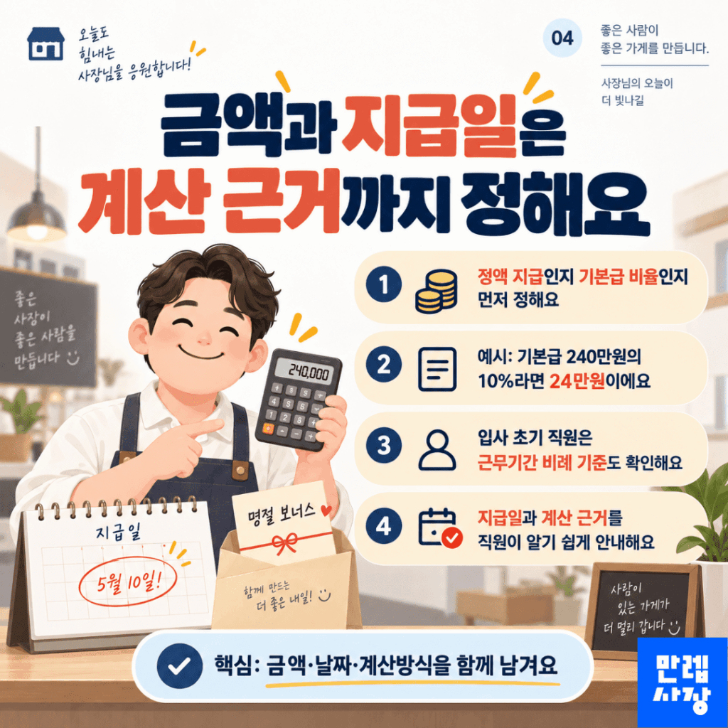 금액과 지급일의 계산 근거 설정