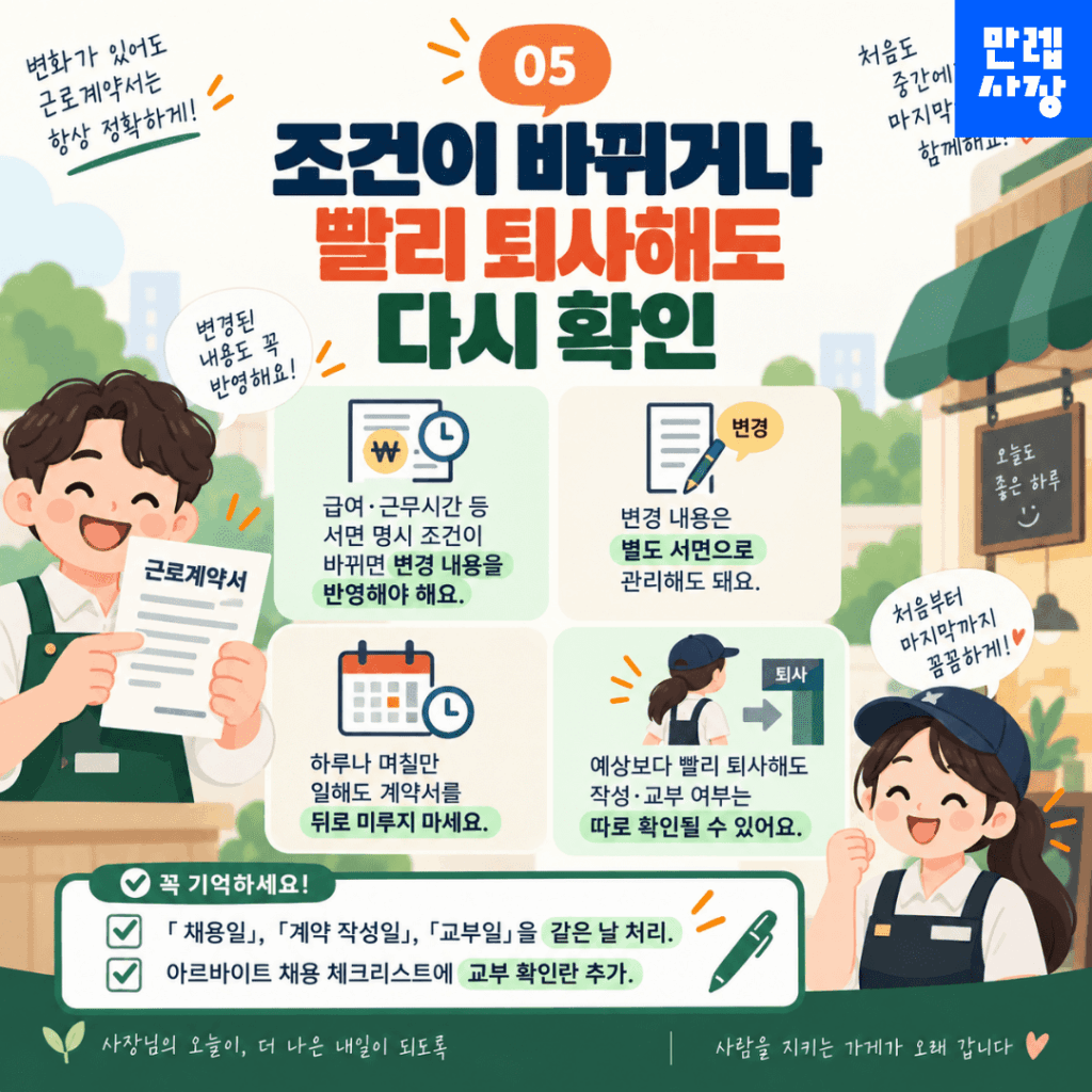 조건 변경과 조기 퇴사 시 재확인