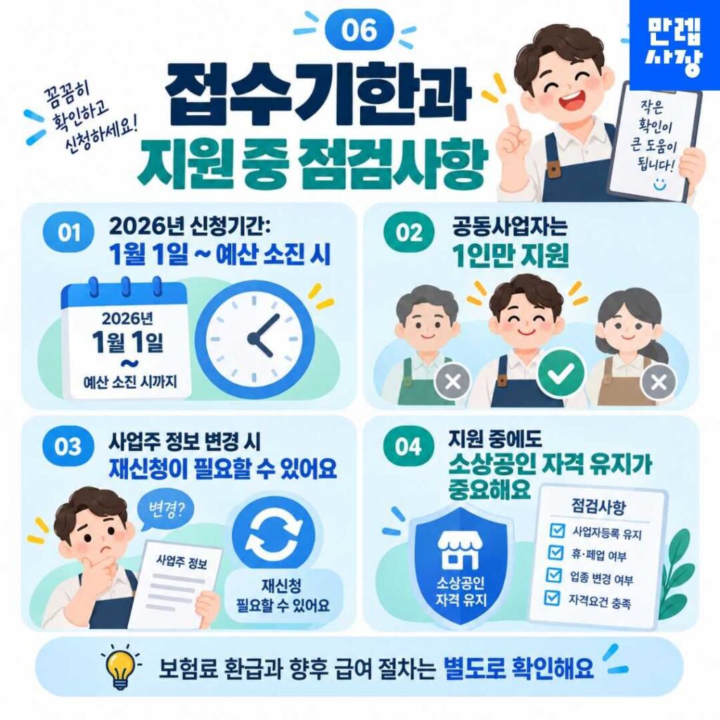 접수기간과 지원 유지 시 유의사항