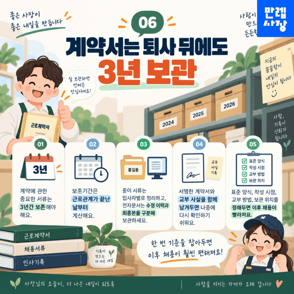 퇴사 후 계약서 3년 보관