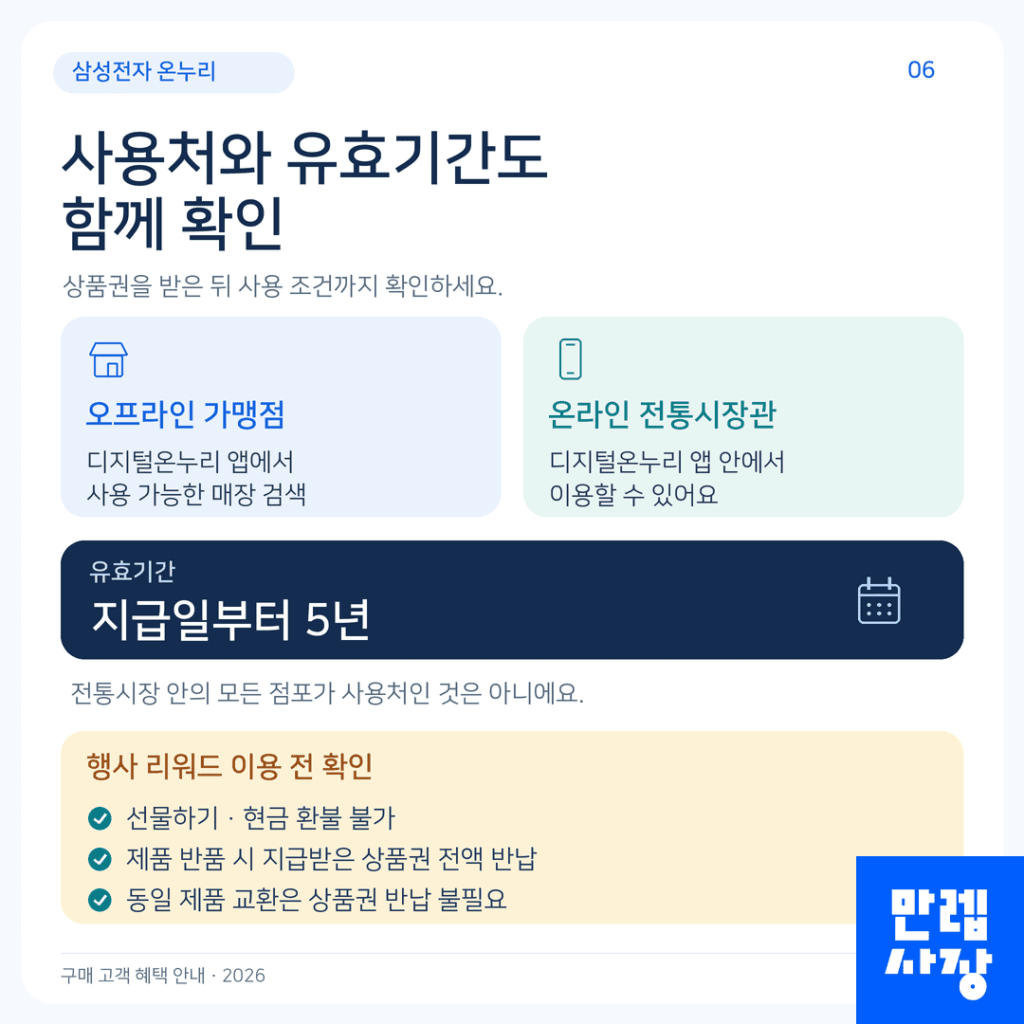 사용처와 유효기간 확인