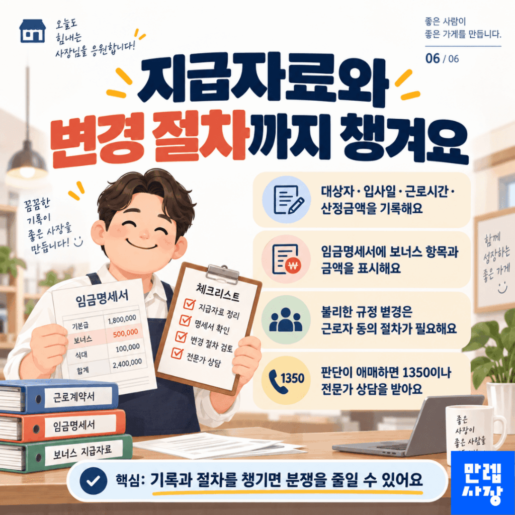 지급자료 관리와 변경 절차 확인